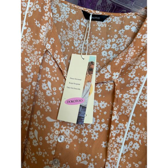 0655 NWT Dokotoo Large Mini Boho Floral Dress 3/4 sleeve Summer / Vaca - Picture 3 of 3